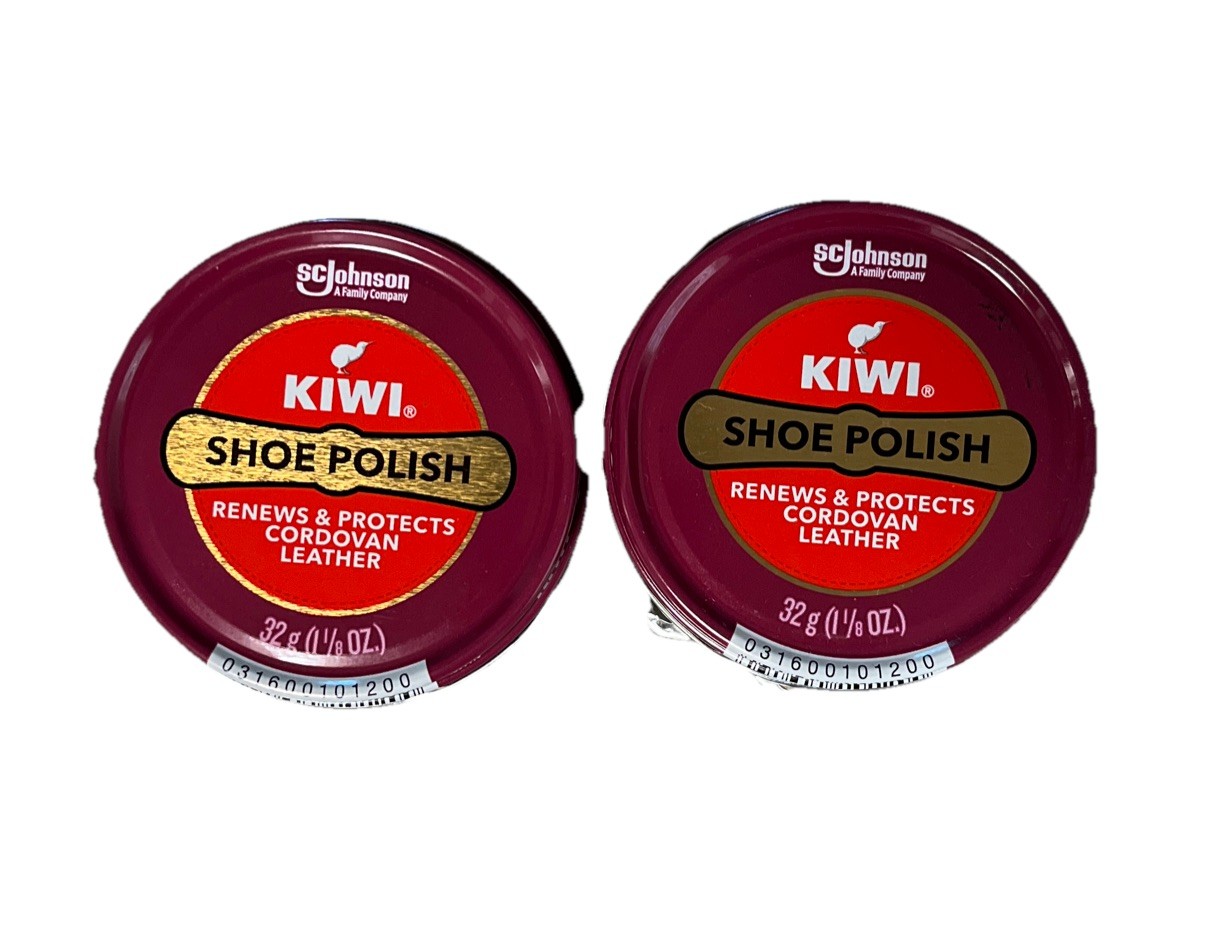 2x Kiwi Cordovan Shoe Polish Leather Care 31g 1.13oz Shines Renews & Protects