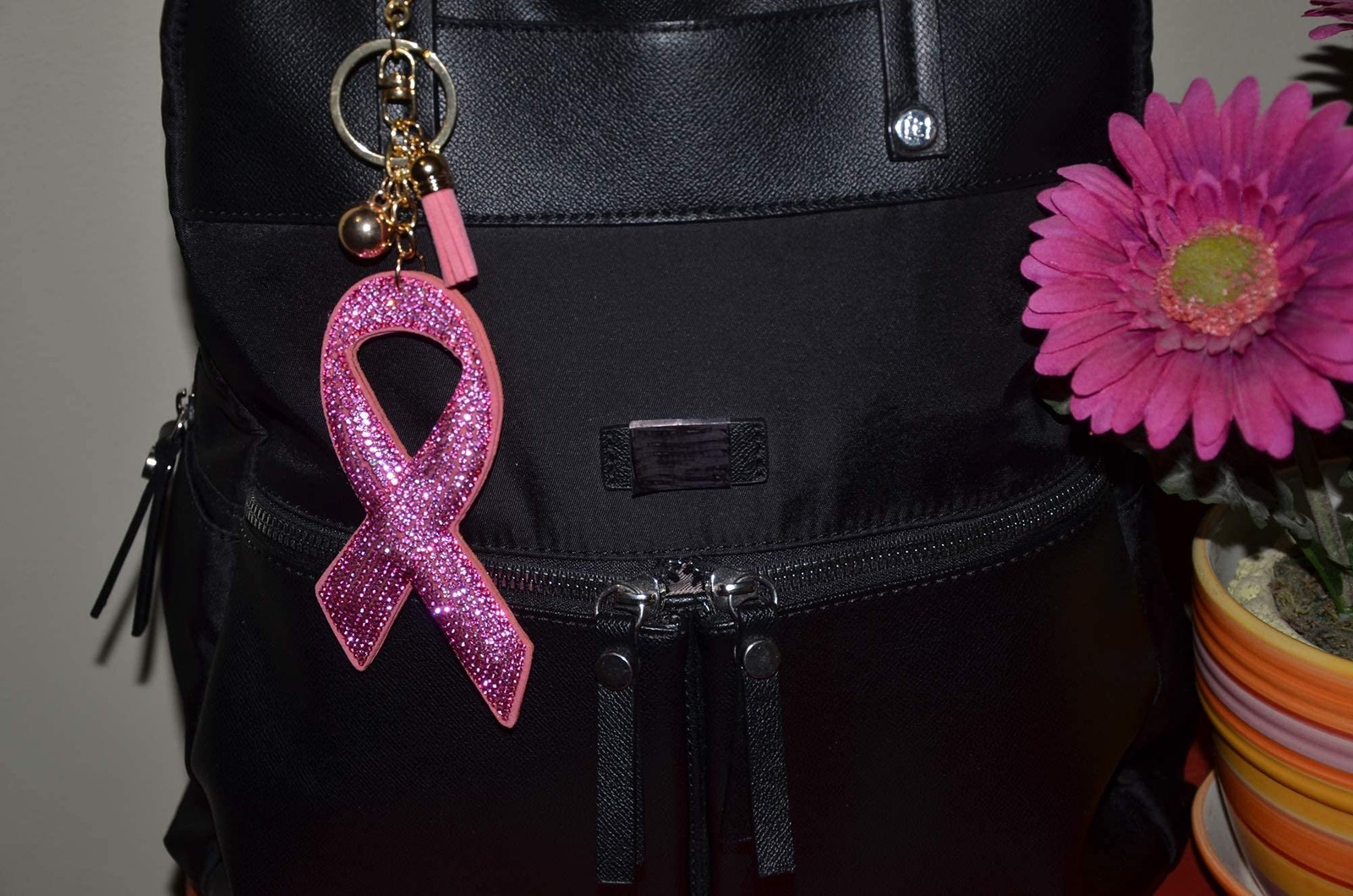 Popfizzy Pink Ribbon Breast Cancer Awareness Keychain for Women and Girls,…