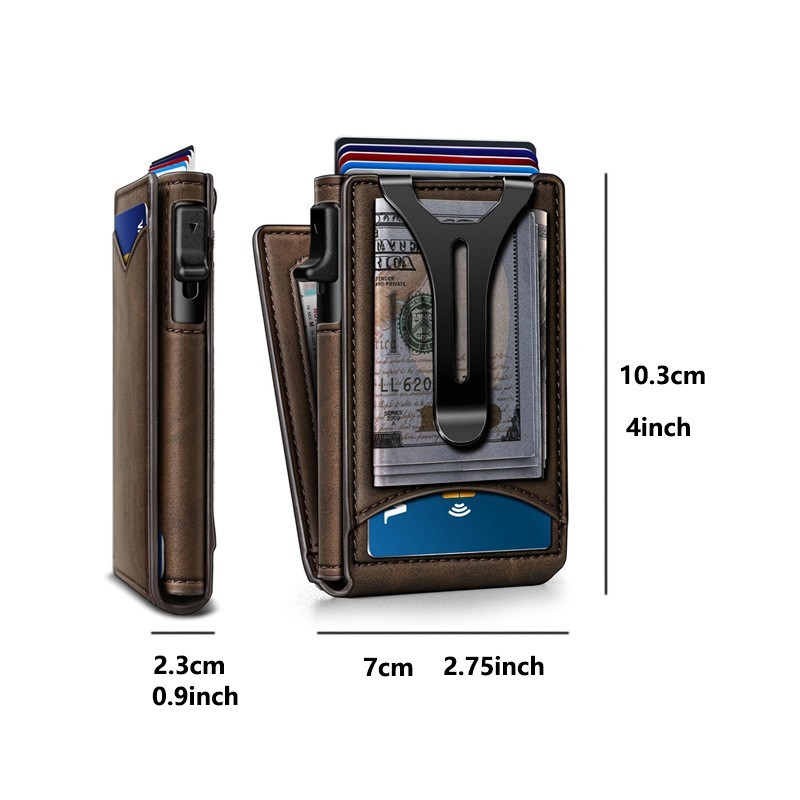 Slim PU Leather Credit Card Holder RFID Blocking Smart Wallets with Money Clip