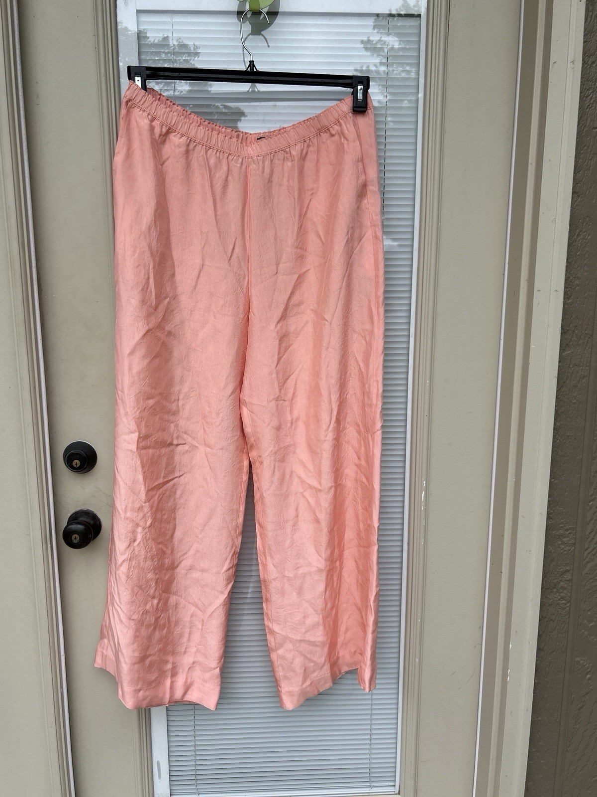 J.Crew Wide Leg Stratus pant in textured satin Blushed Peach – Size L CC472