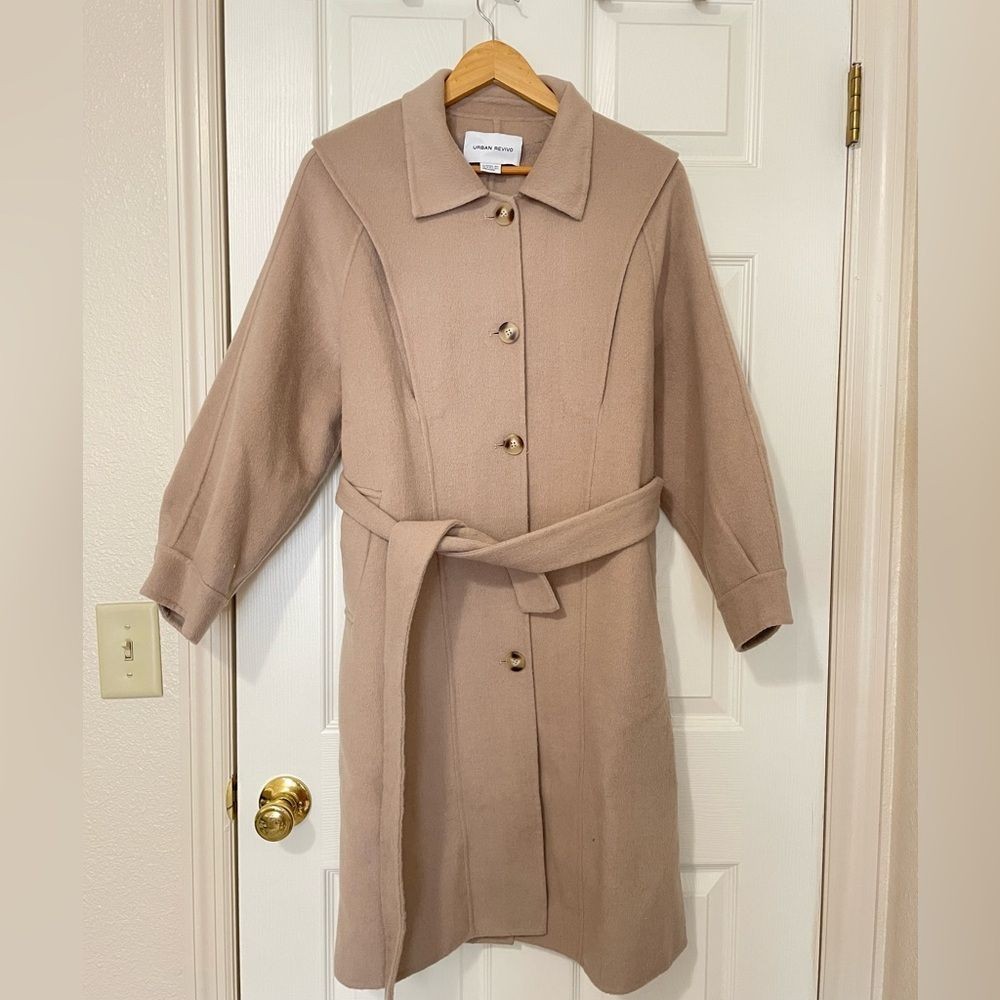 Urban Revivo Belted Coat In Beige For Women