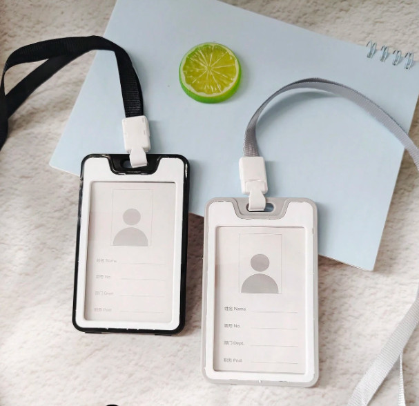 ID Badge Holder with Double-Sided Windows Hard Plastic Vertical ID Card Holder