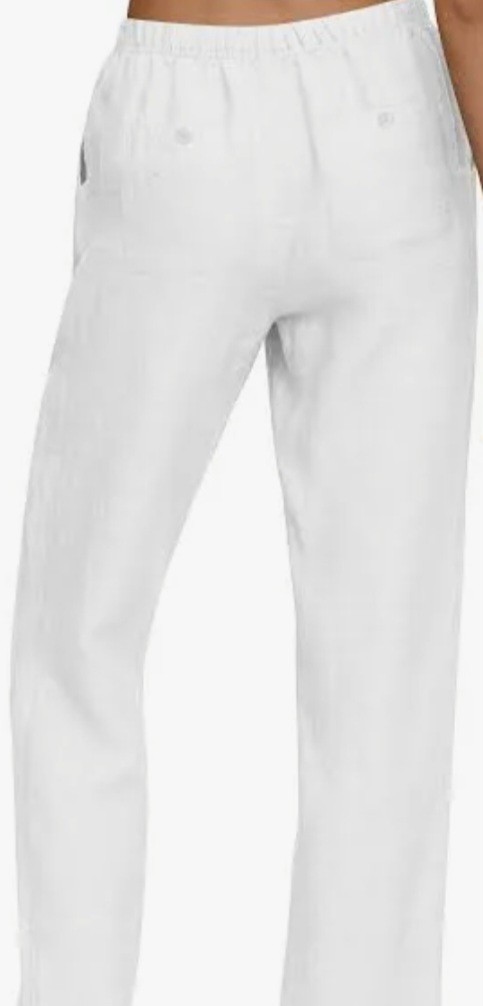 Hat and Beyond Relaxed Linen Cotton Pants, Women’s Size L White NWT #778