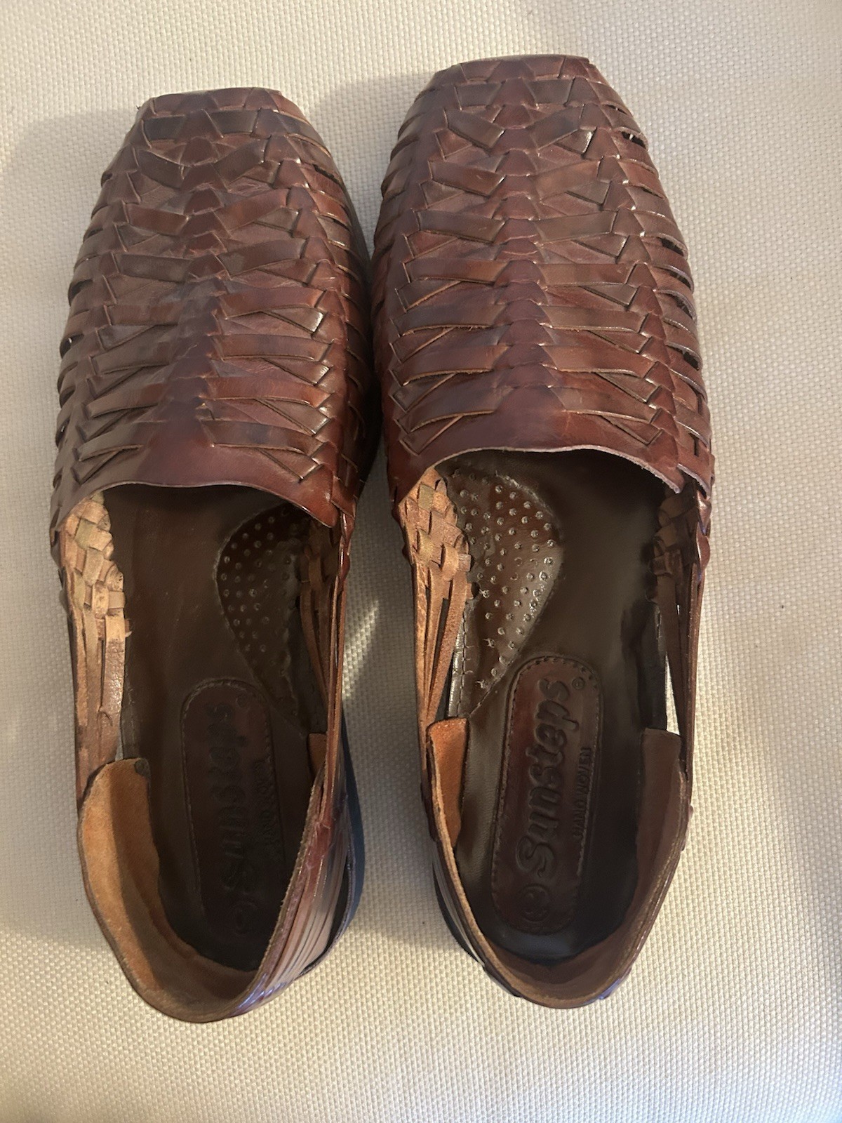 Sunsteps Mens Size 10.5 Brown Huarache Leather Hand Woven Shoes
