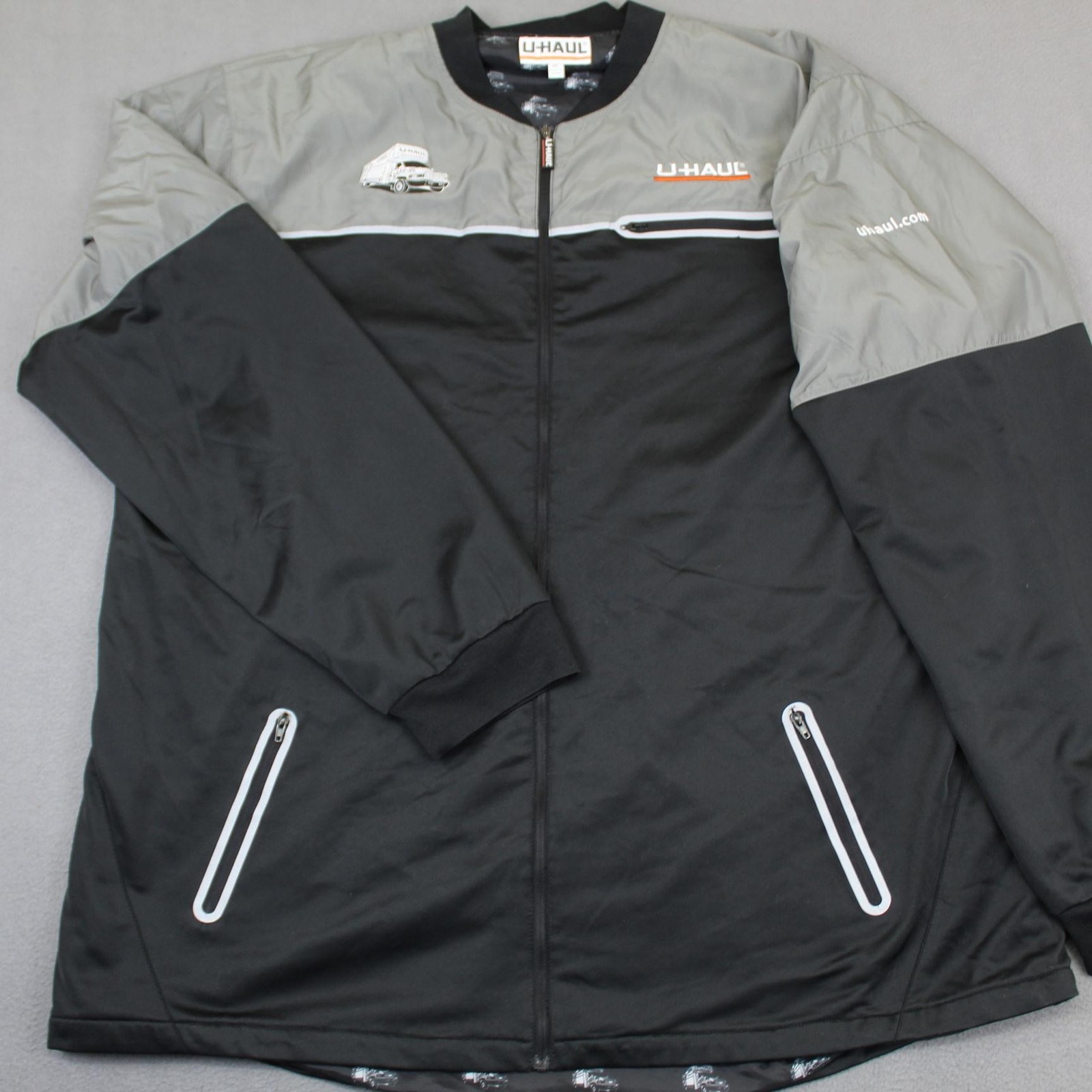 U-Haul Jacket Mens 4XL Black Gray Windbreaker Full Zip Reflective Lined Workwear