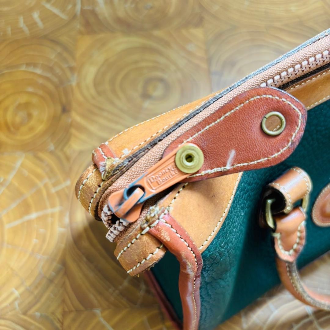 Dooney & Bourke Mini Boston Bag Green US 11.6in Pebbled Leather Vintage Japan