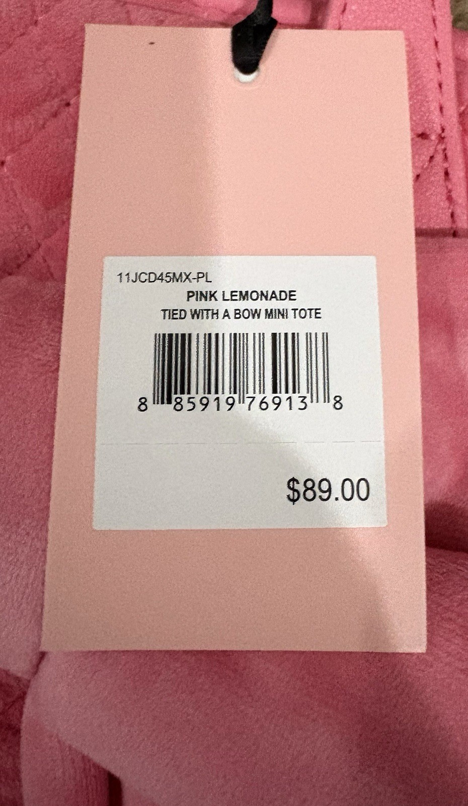 NWT Juicy Couture Tied With A Bow Mini Tote Pink Lemonade Rare HTF NEW PURSE