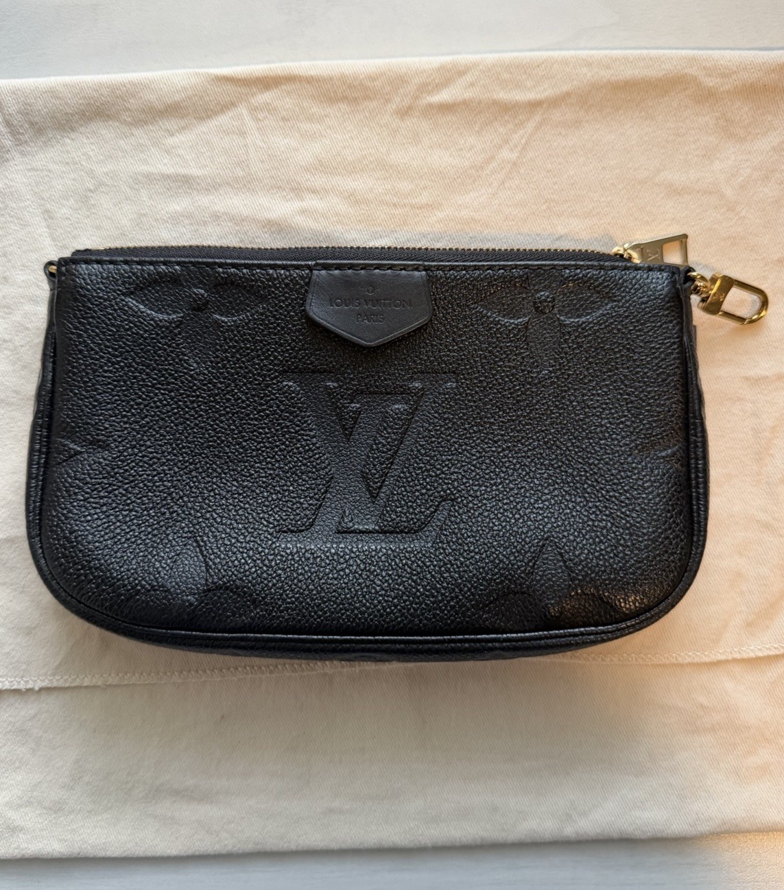 Louis Vuitton Multi Pochette Shoulder Bag Black Leather