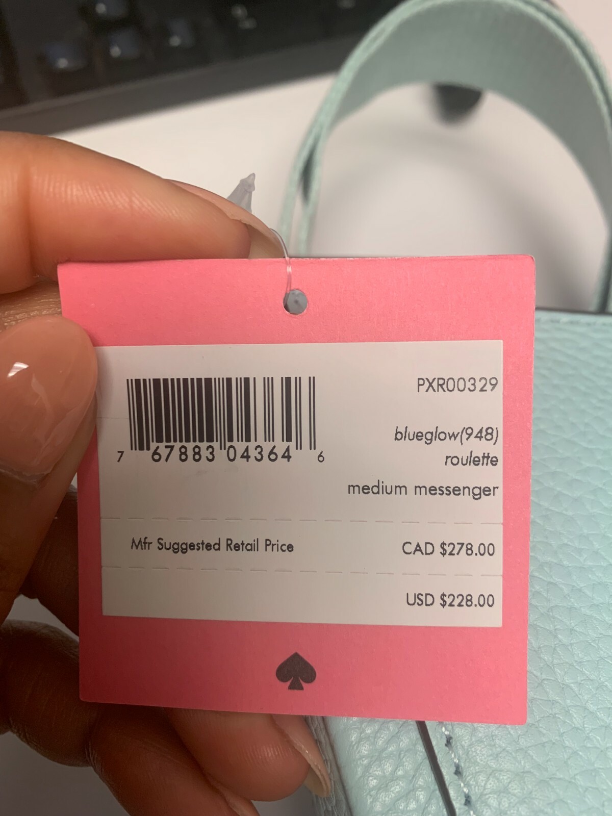R Kate Spade Roulette Messenger in Blue Leather Crossbody PXR00329 NWT $228 FS