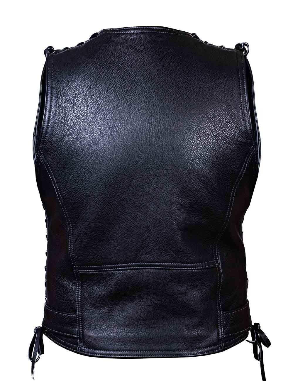 Rock Leather Biker Vest black Art