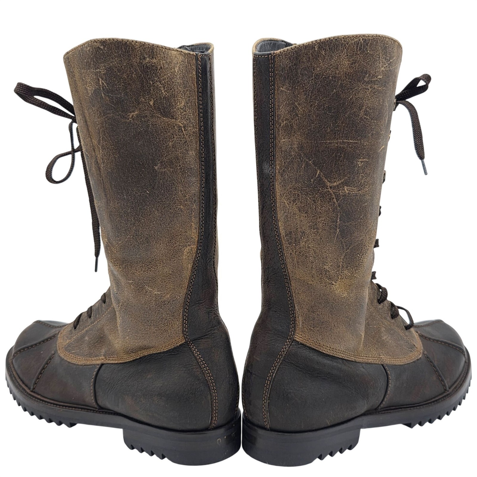 Cesare Paciotti Italy Mens Size 8UK 9US Brown Leather Laced up Tall Combat Boots