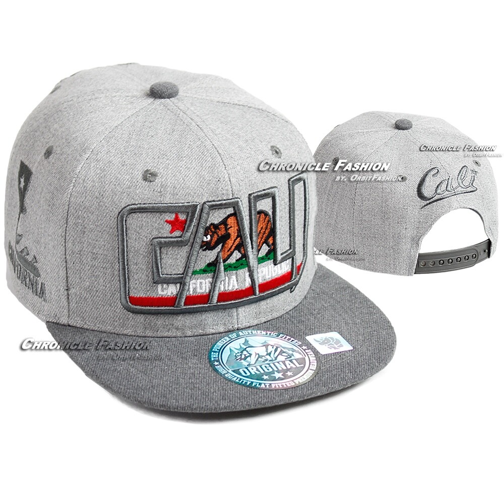 Baseball Cap California Republic Cali Bear Snapback Adjustable Hat Flat Bill Men