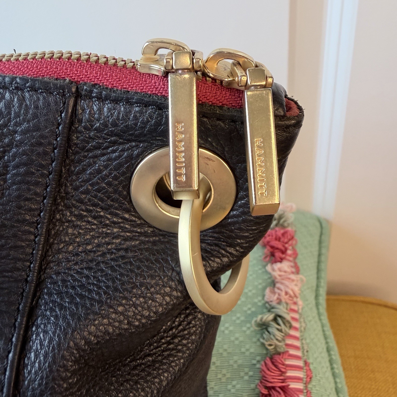 Hammitt Daniel Black Medium Satchel With Gold Studs & Detachable Crossbody Strap