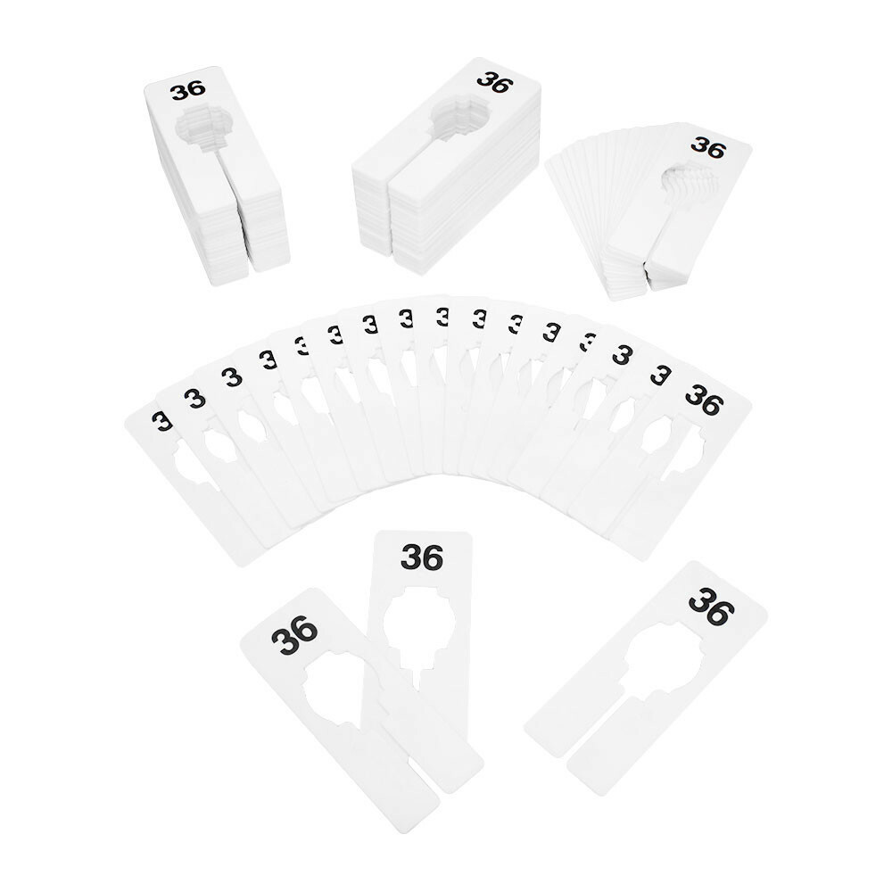Hangers Retail Clothing 2″ x 5″ Rectangular Plastic Size 36 Dividers 10Pcs White