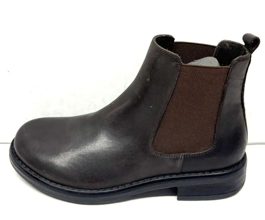 MIZ MOOZ SOFT LEATHER BOOTIE SIDE ELASTIC GORE BROWN 37EU / 7US # Z-198