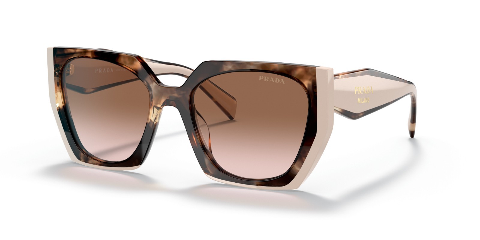 Prada PR15WS 01R0A6 Rectangle Sunglasses in Tortoise and Powder /Brown Lens