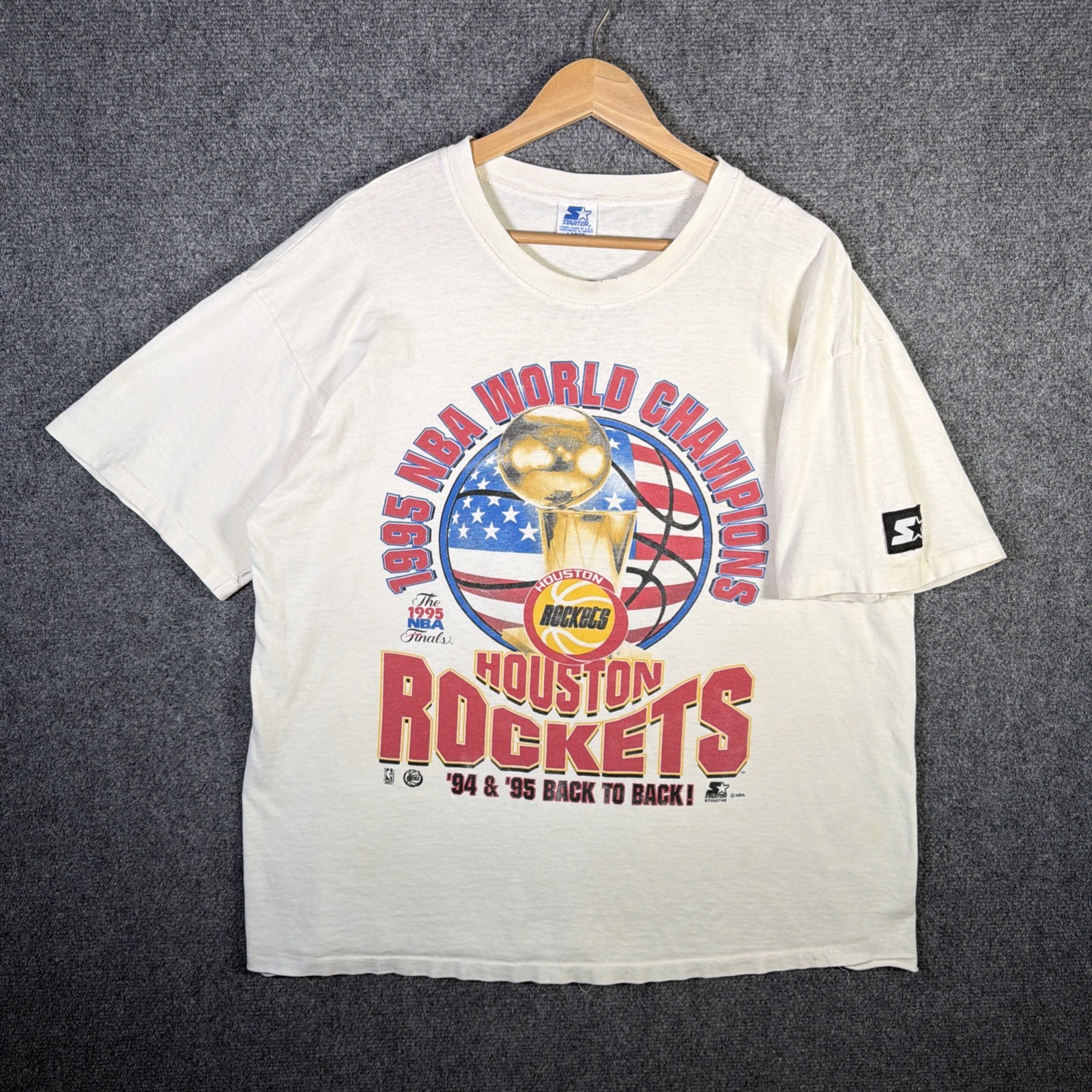 Vintage Houston Rockets Shirt Mens Large White 90s Texas Shootout 1995 Playoffs