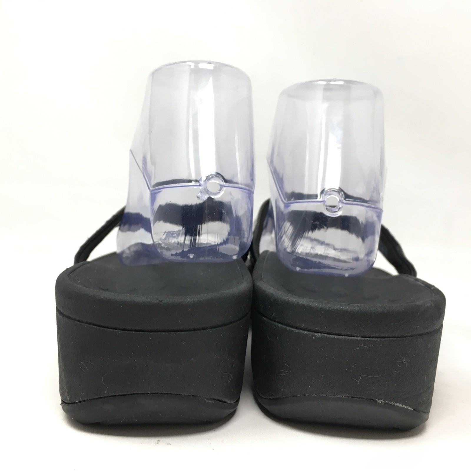 Vionic Zuma Flip Flops Sandals Shoes Womens Size 8 Black Patent Slide Orthotic