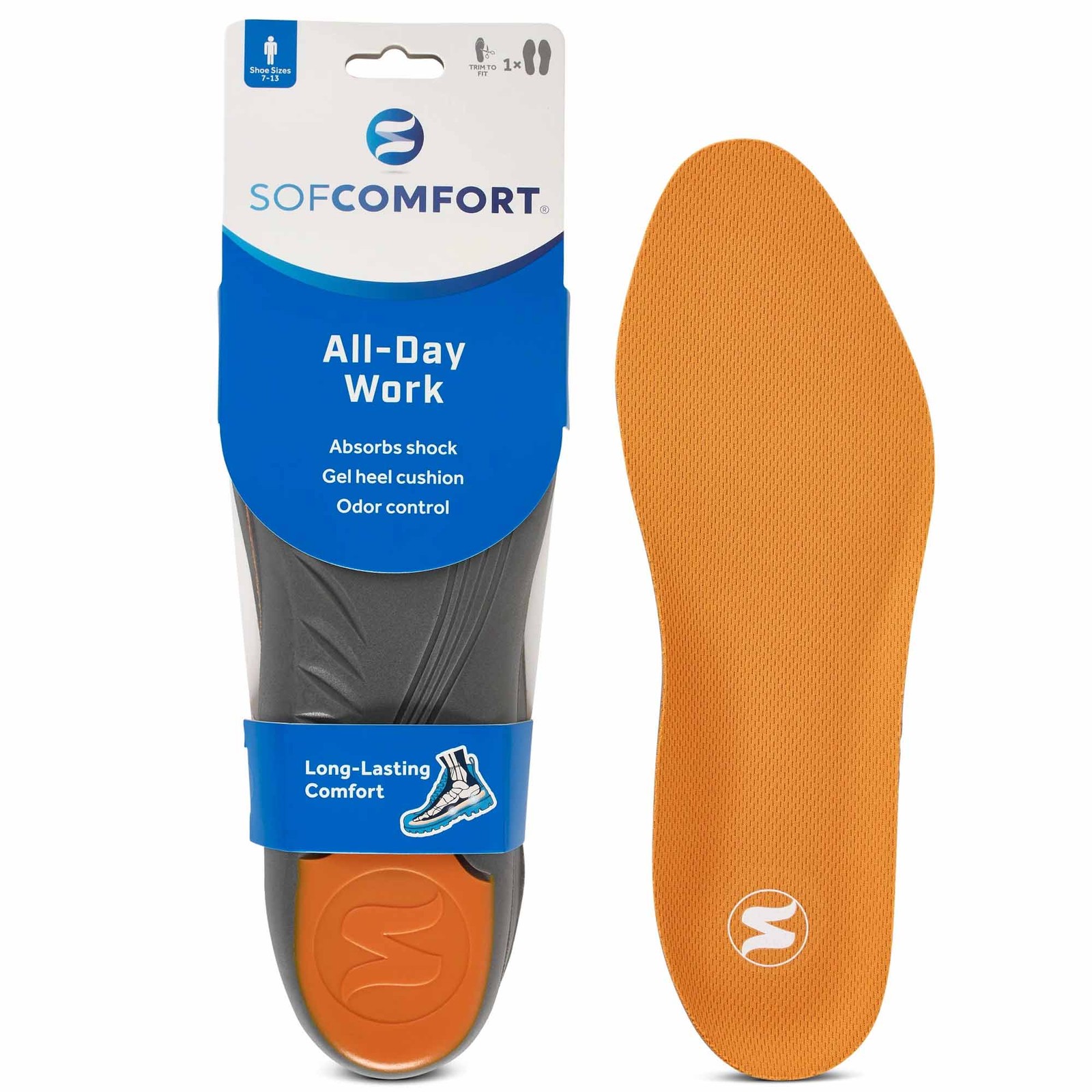 Sof Comfort All-Day Work Insole Men’s Size 7-13, Trim-to-Fit