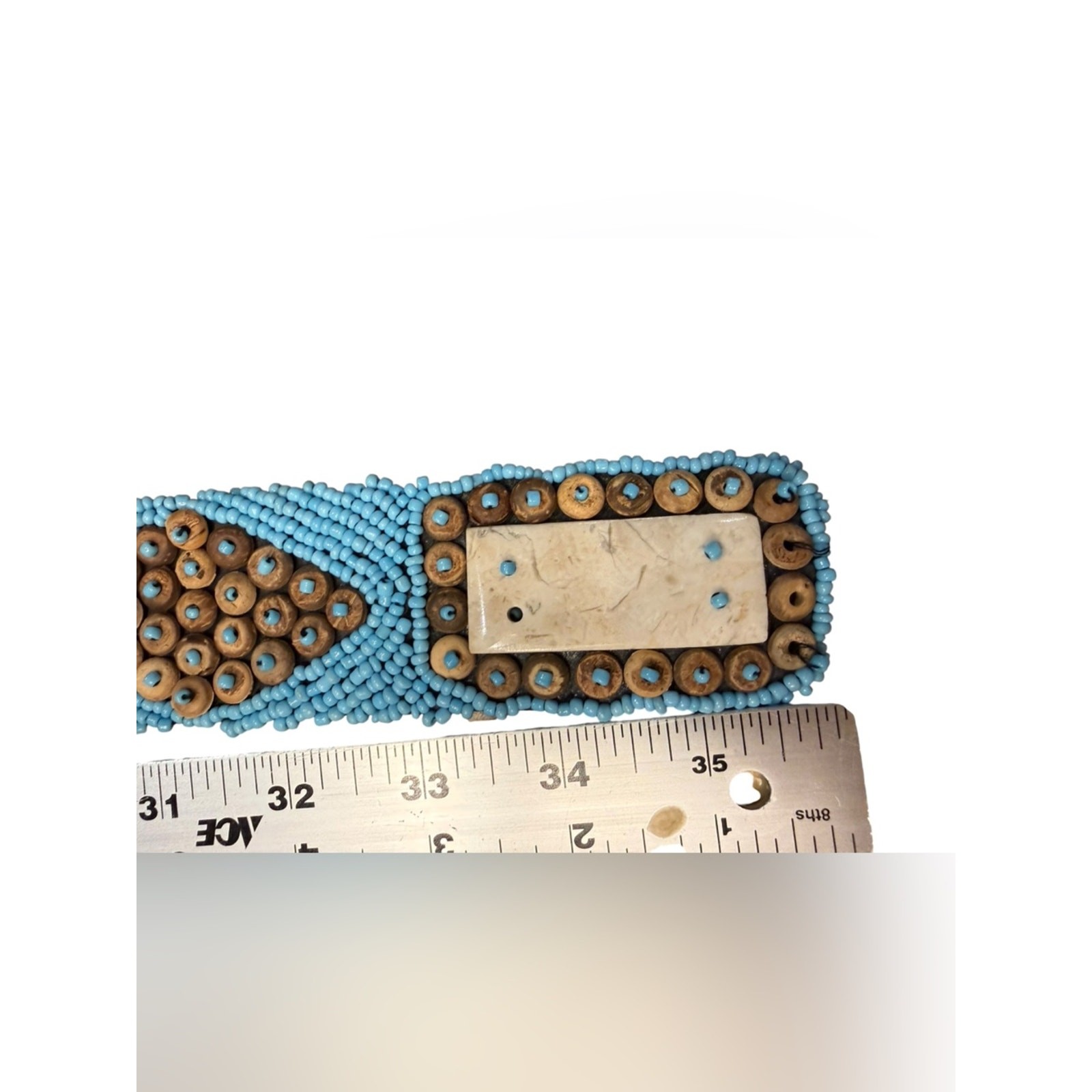 Beaded Blue and Brown Embellished Belt Ties 32” (Not Including Ties)