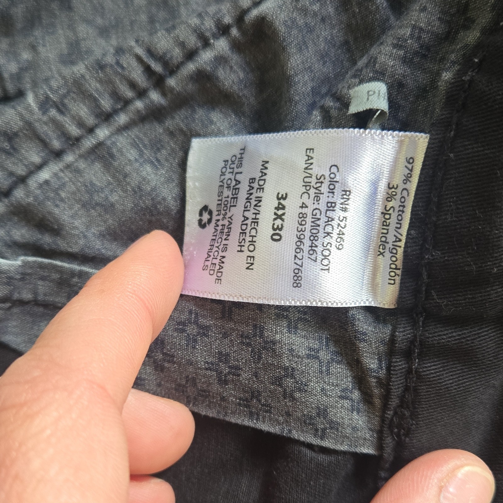 MENS GEORGE Chino Pants Size 34/30 Black Solid Pants Slim Straight