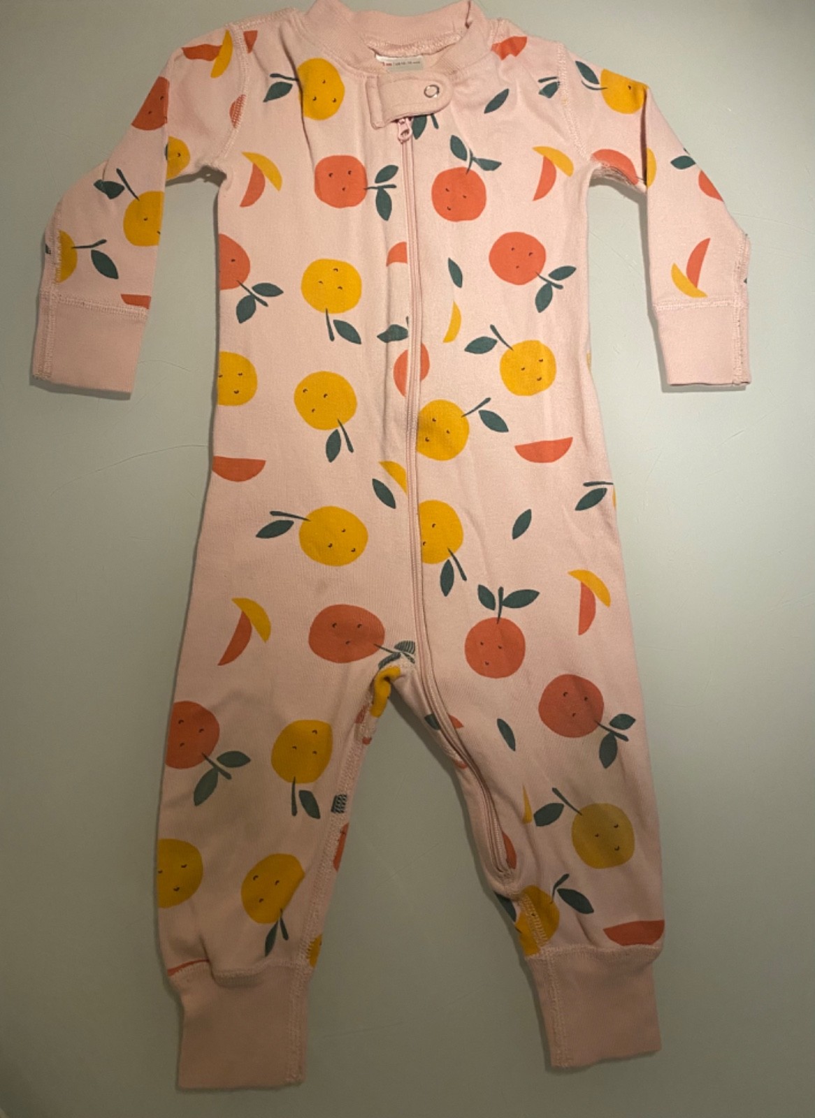 Hanna Andersson Pink Citrus Print Zipped Sleeper 12-18 months 75cm