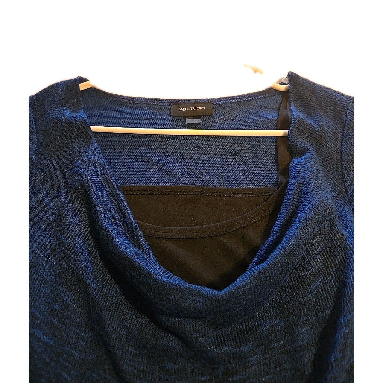 AB Studio Blouse Large Cowl Neck Roll Tab Long Sleeve Shirt Pullover Top Women’s