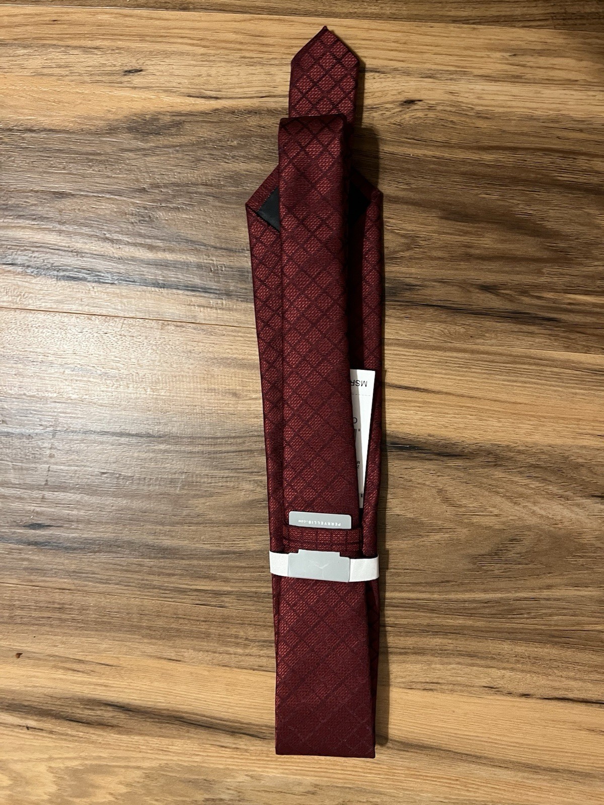 Perry Ellis Men’s Moretto Grid Tie Dark Red, 3-1/8 “ Width, MSRP $55