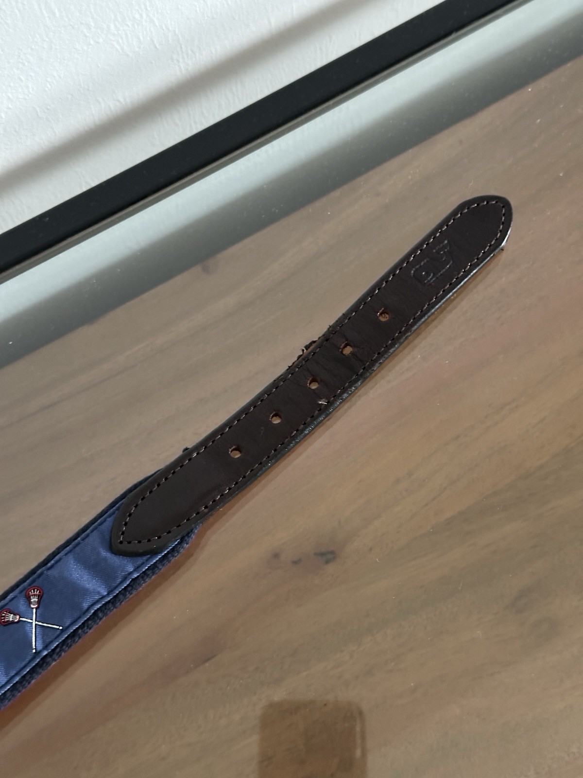 Vineyard Vines Lacrosse Club Belt Size 26 Made USA Canvas Leather Brass