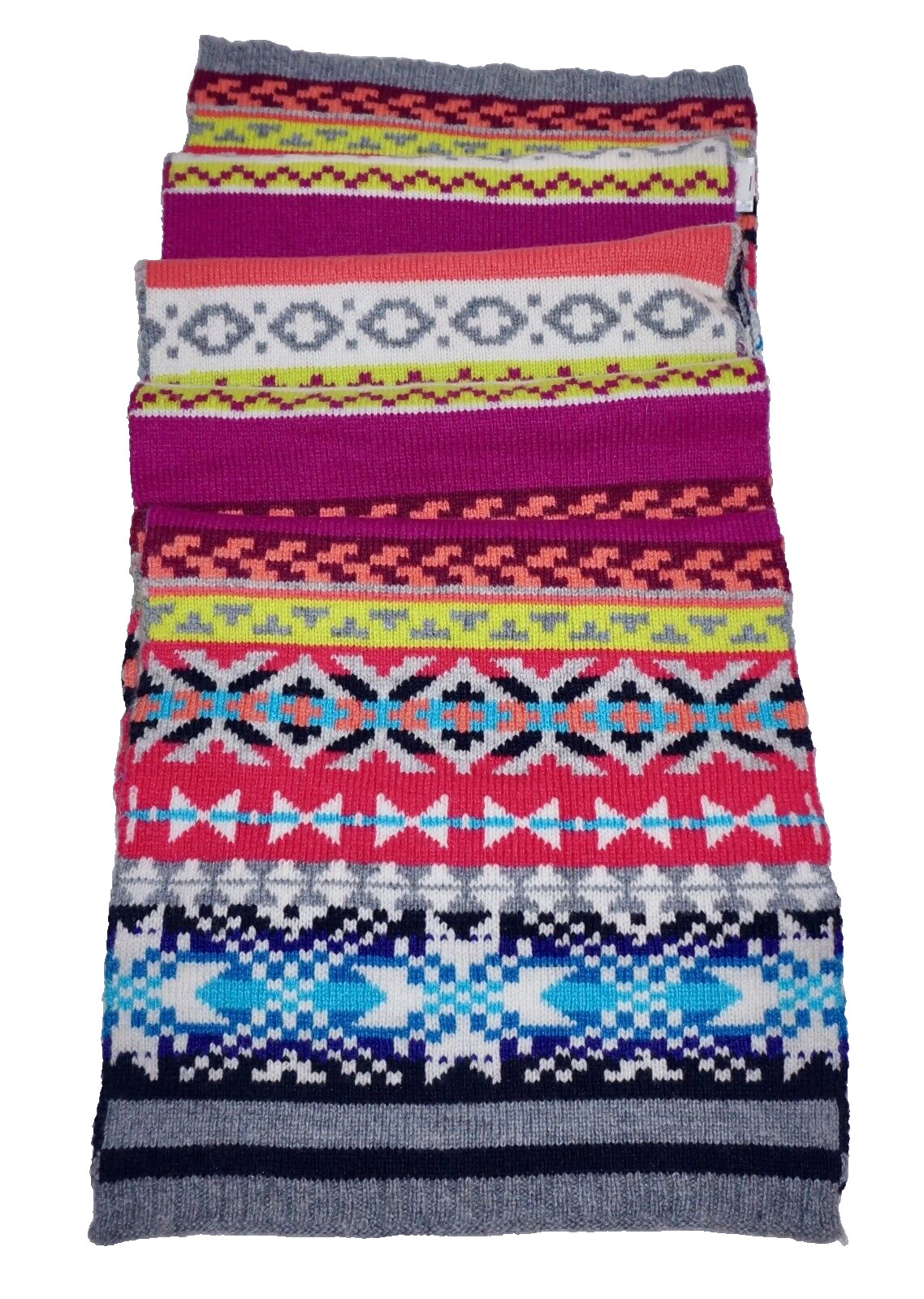 GAP Multicolor Acrylic-Blend Knit CRAZY FAIRISLE Scarf 72″ x 9.5″