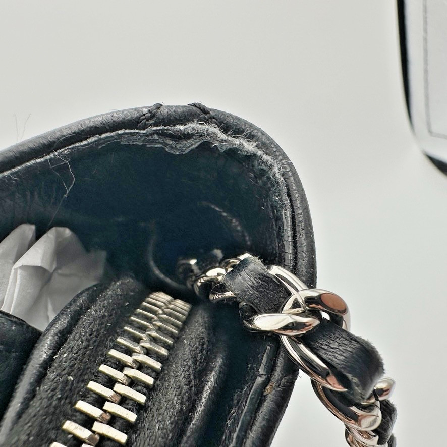 CHANEL Clams Wallet on Chain WOC Black Lambskin Silver Hardware 2012 Authentic