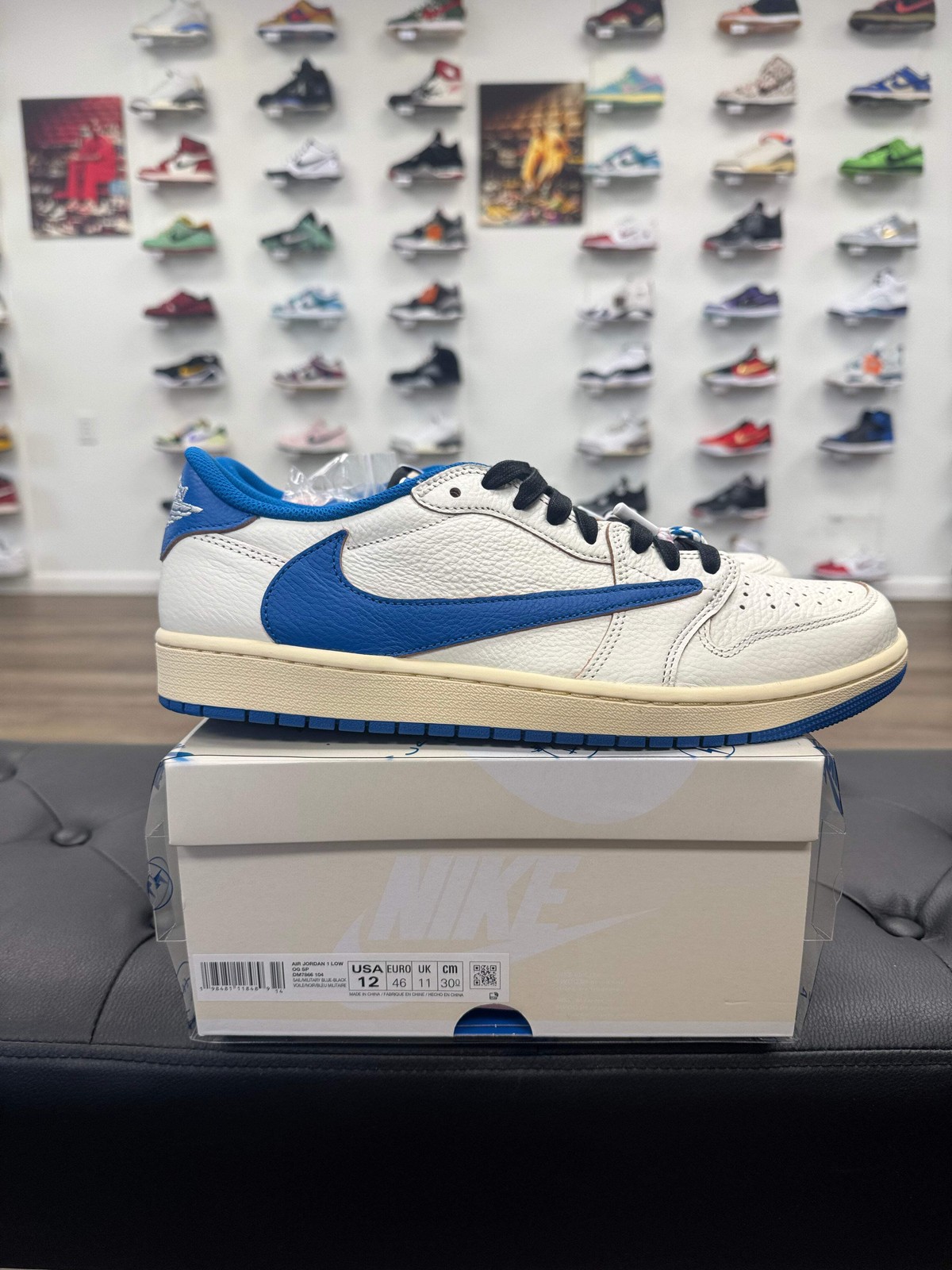 Jordan 1 Retro Low OG SP Fragment x Travis Scott Sail Military Blue – Size 14