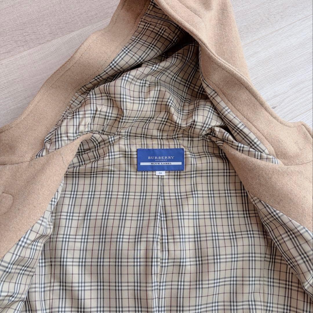 Burberry Blue Label Duffle Coat Camel with Hood Nova Check