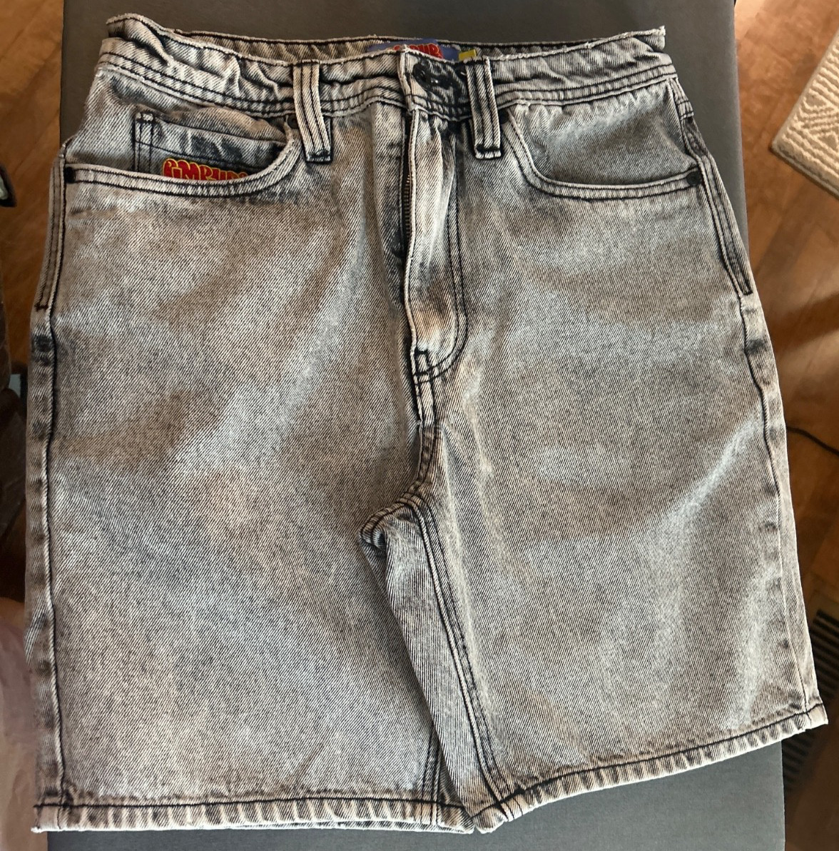 EMPYRE JEAN SHORTS BLACK STONE WASHED SKATE Y2K 9″ INSEAM WAIST SIZE 28