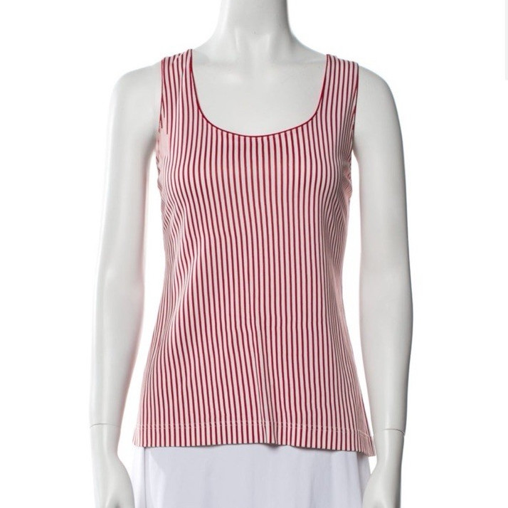 Gianni Versace 1995 Vintage Red & White Striped Scoop Neck Tank Top – Size XS