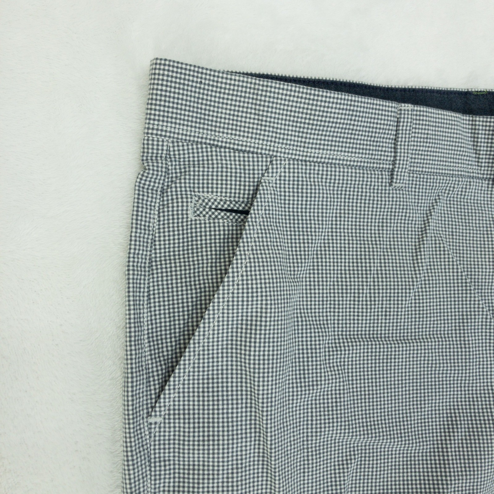 Ted Baker Shorts Mens Size 40R Blue Gingham Micro Check Casual 100% Cotton