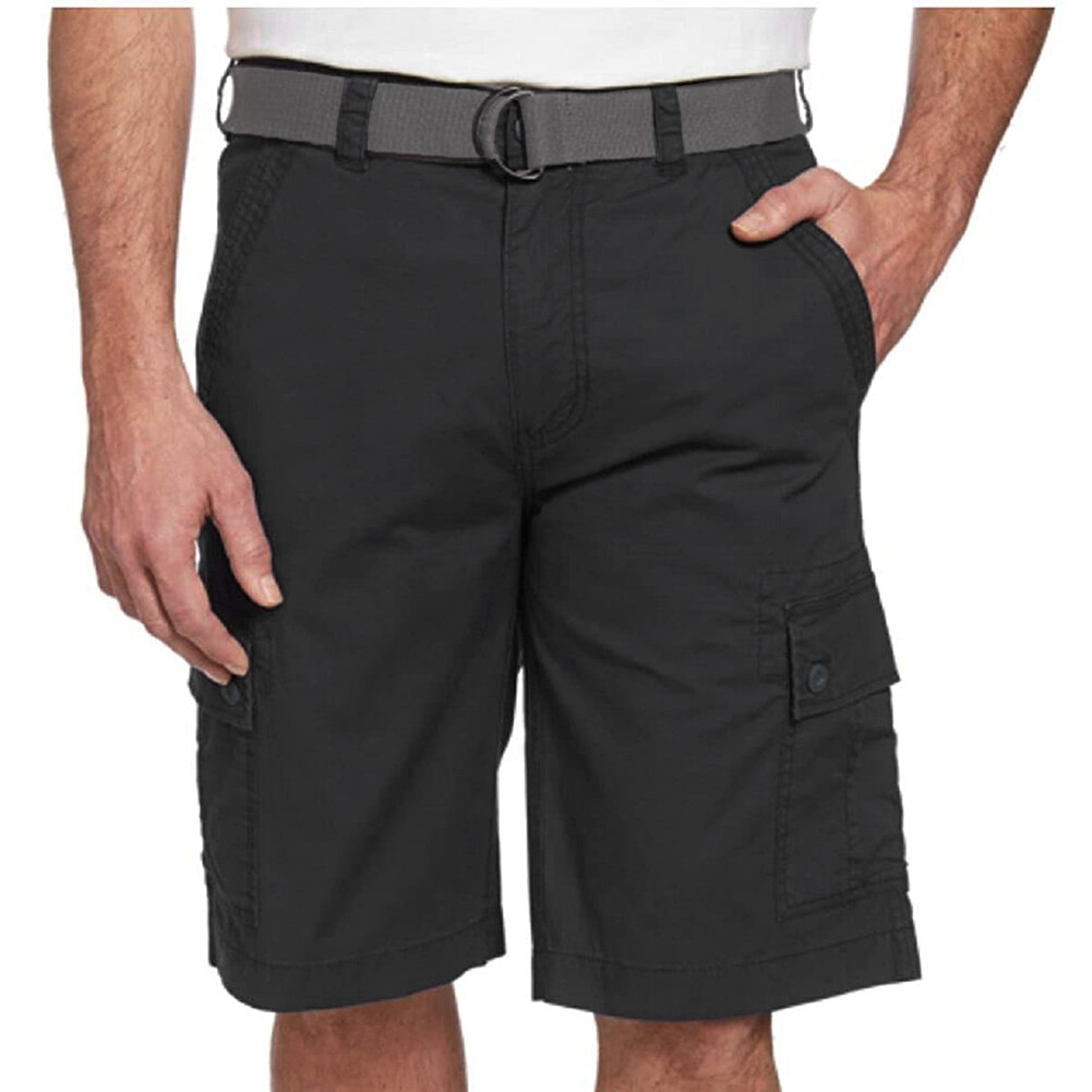 Men’s Cotton Cargo Shorts Multiple Pockets Belt Casual Lose Fit