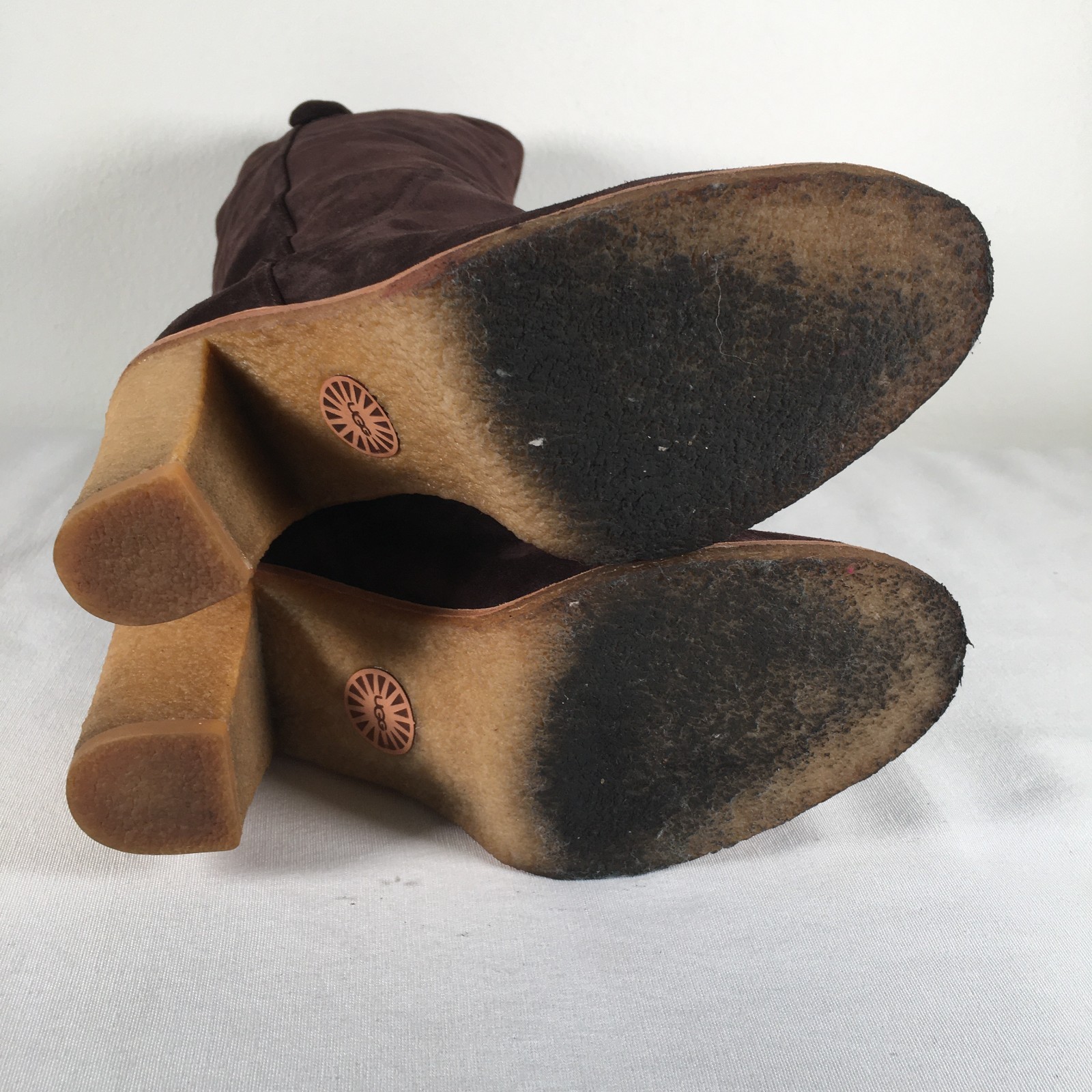 UGG Australia Chocolate Suede Leather Knee High Heel Boot Pull-On Women’s 8