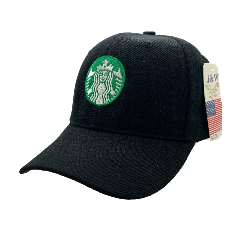 barista Coffee Mermaid Logo Cap Hat Adjustable black