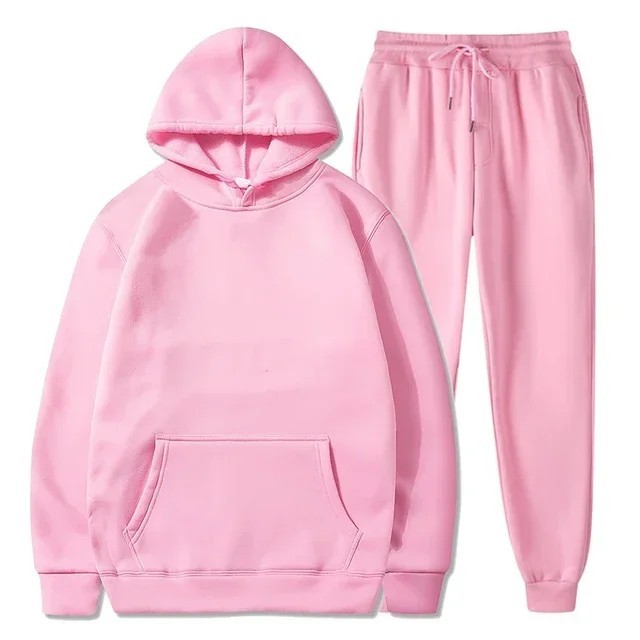 Men Fleece Jogger Set Tracksuit Casual Sportswear Unisex Hoodie Pants Ensemble
