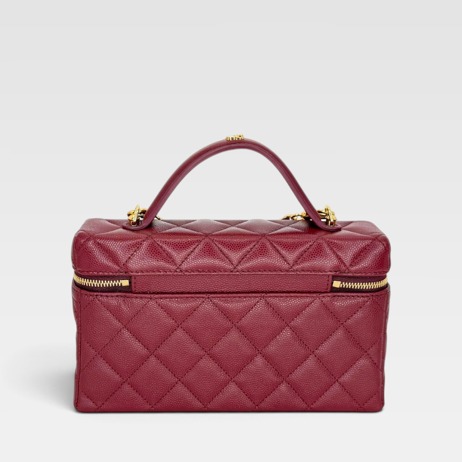 Chanel Vanity with Chain Burgundy Caviar Calfskin Gold Hardware