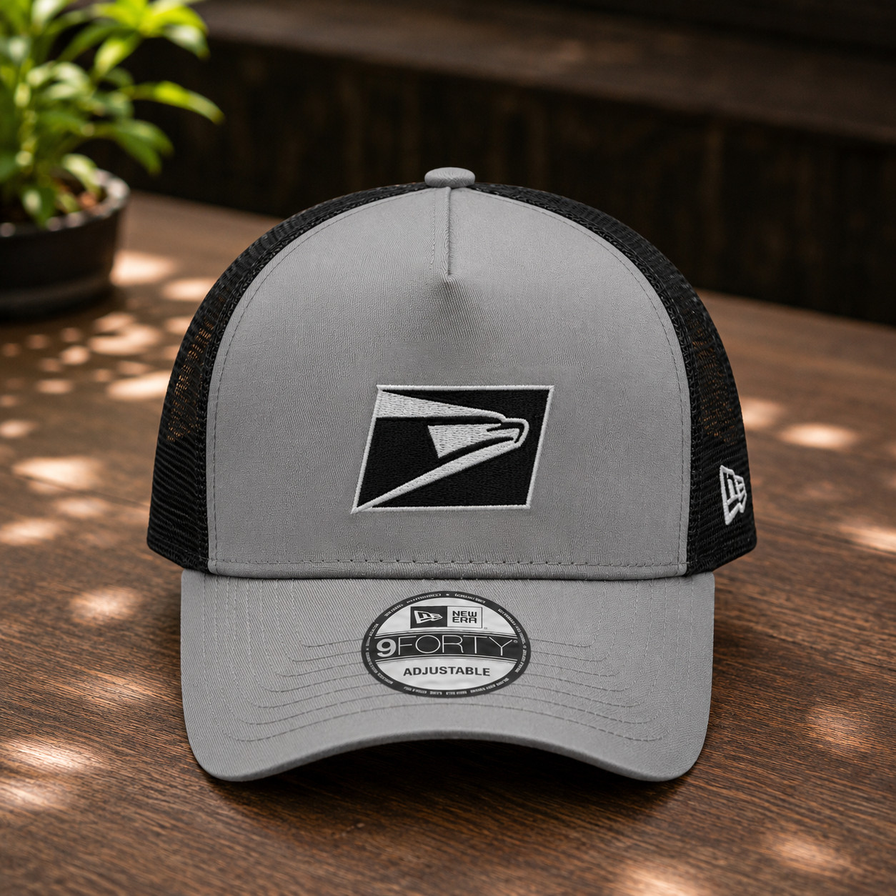 USPS Eagle Logo Embroidered Trucker Hat Snapback Mesh Cap Gray Black