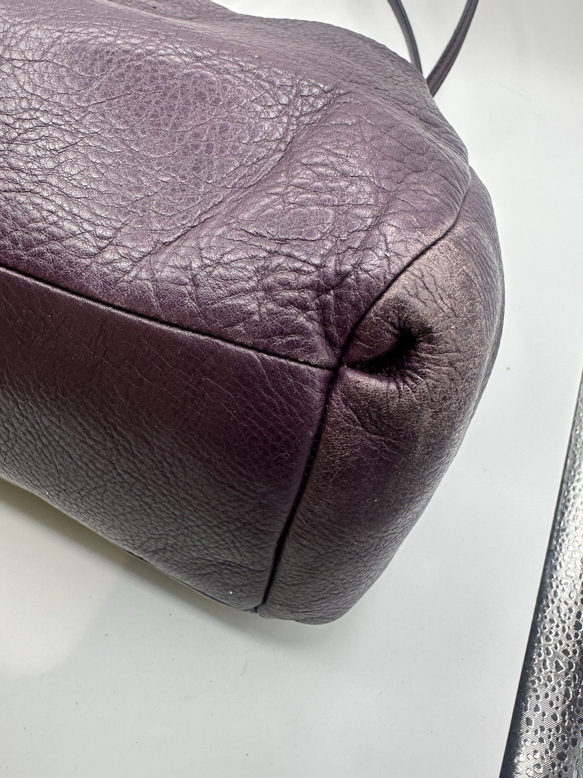 COACH Madison Phoebe 3 Compartment Eggplant Leather Tote Shoulder Handbag 24621