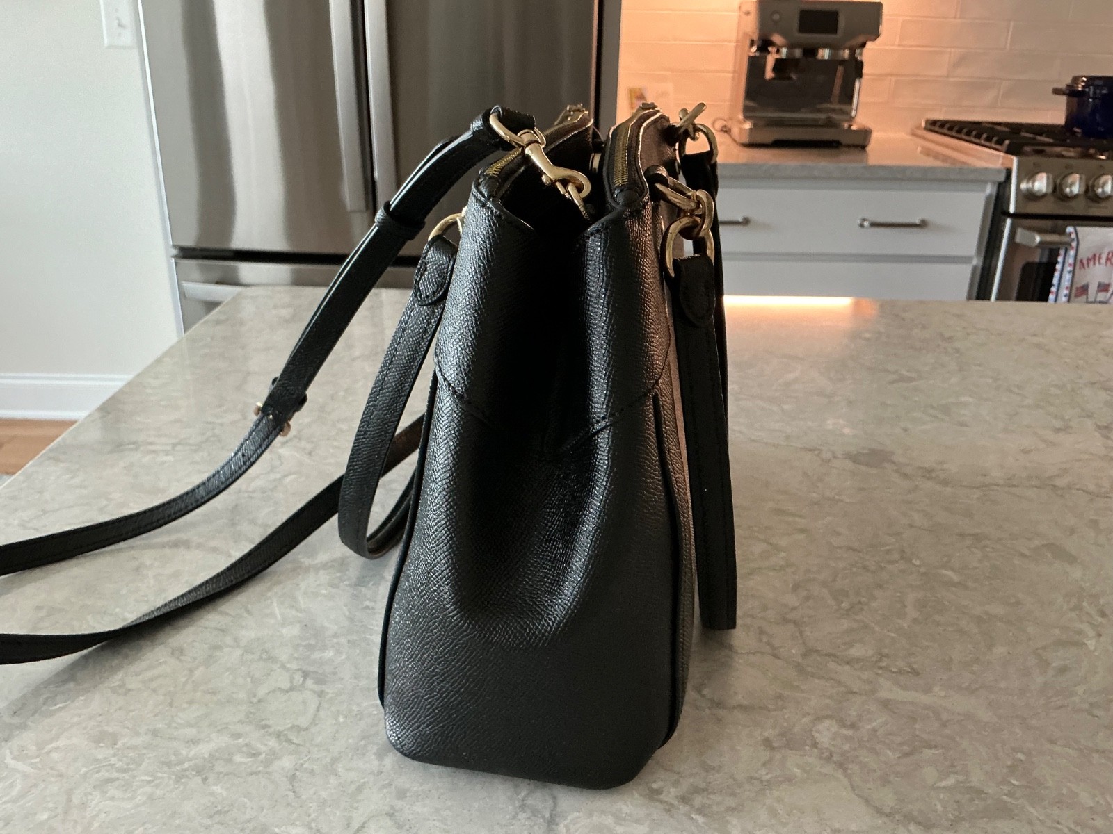 Coach Mini Brooke Carryall Black Crossgrain Leather Satchel