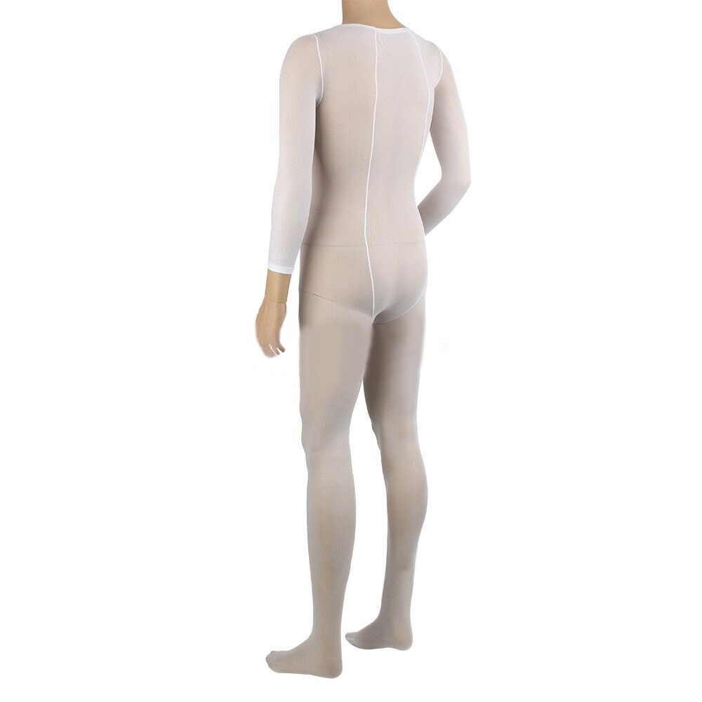 2PCS Plus Unisex Sheer Sexy Jumpsuit Lingerie Full Bodystocking Tights Bodysuit