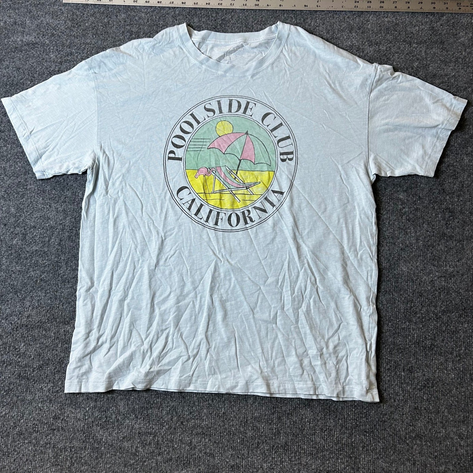 American Eagle T-Shirt Mens Size Large Blue Poolside Club California Graphic Tee
