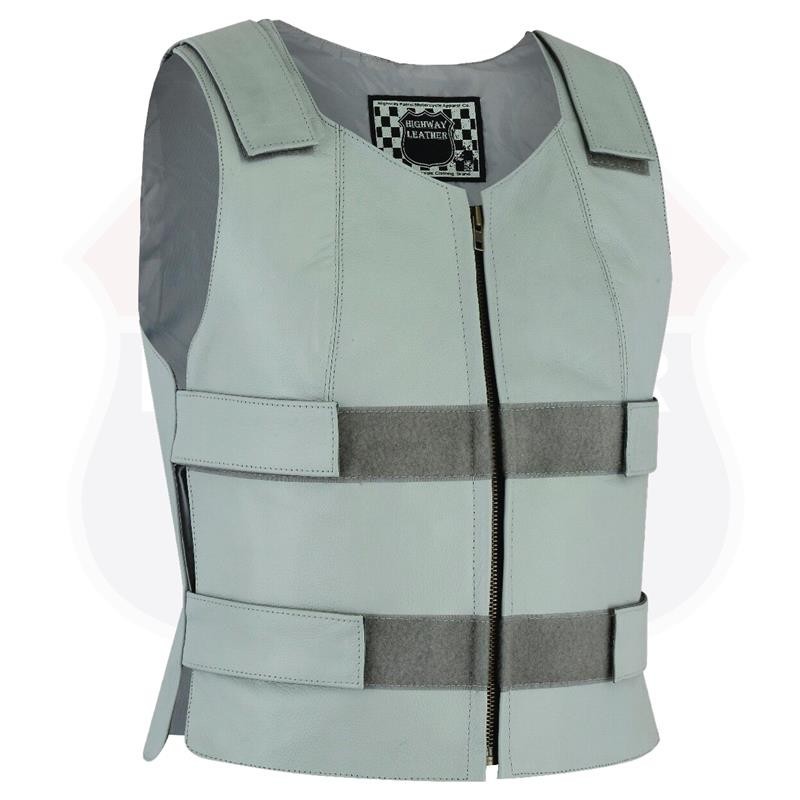 HL14945 Women Bullet Proof style Leather Motorcycle Vest-bikers Club