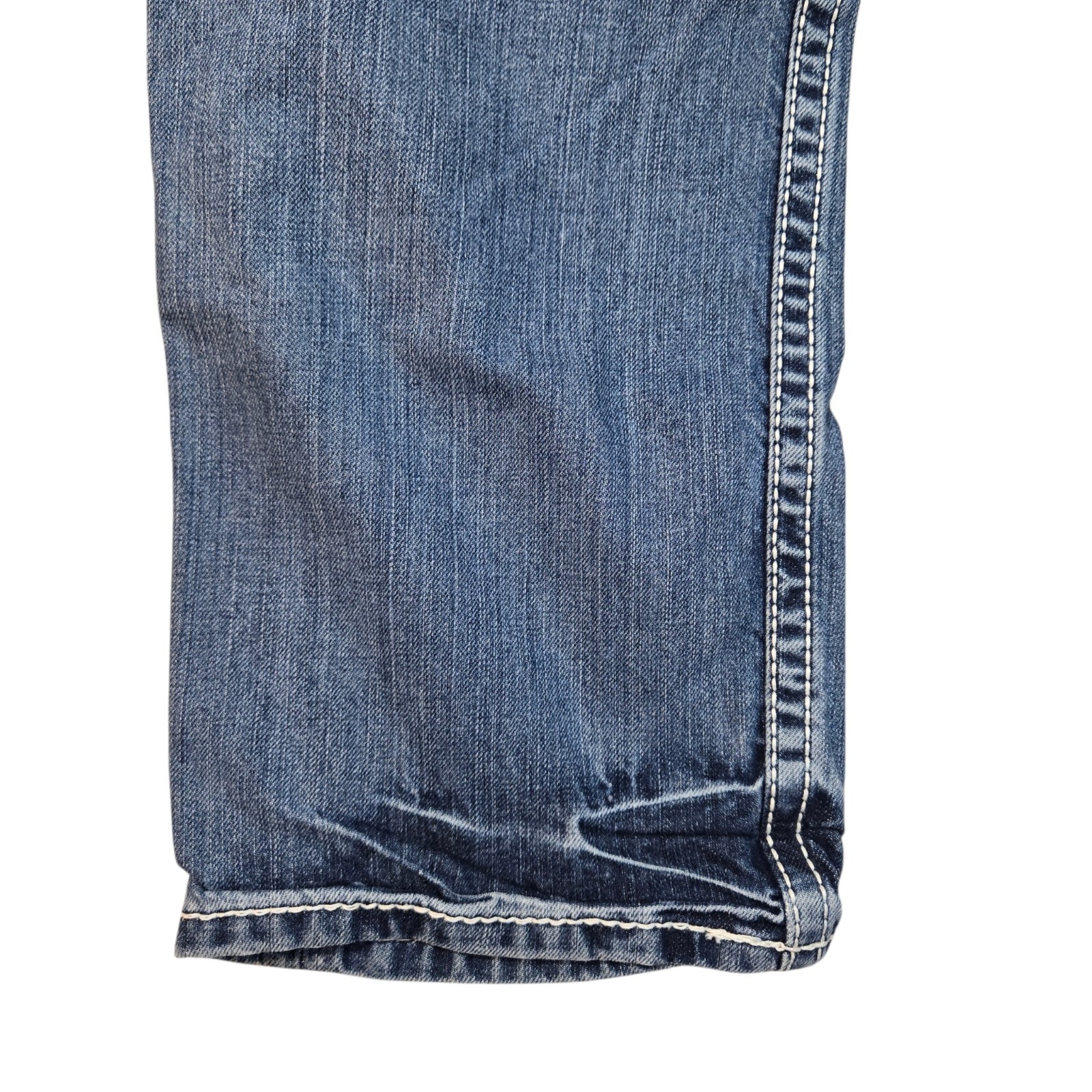 BKE Denim Ryan Straight Leg Mens Jeans Medium Wash Thick Stitch Size 32S 32×30