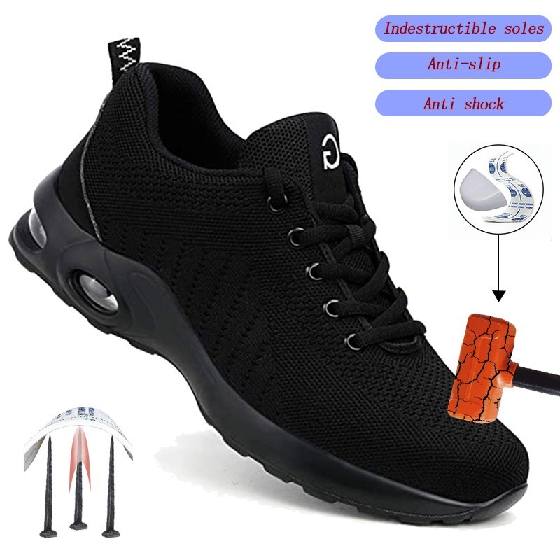 Work Safety Shoes Men Lightweight Indestructible Work Sneakers Steel Toe Shoes