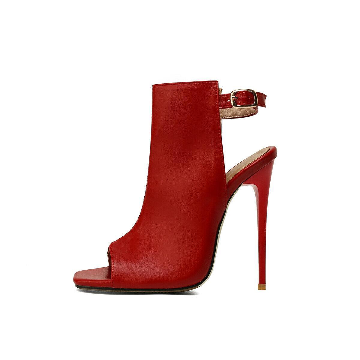 Sexy Women Peep Toe Pumps Shoes 12Cm Thin High Heels Pumps Buckle Size 5-16